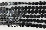 CHG120 15.5 inches 8mm flat heart black stone beads wholesale