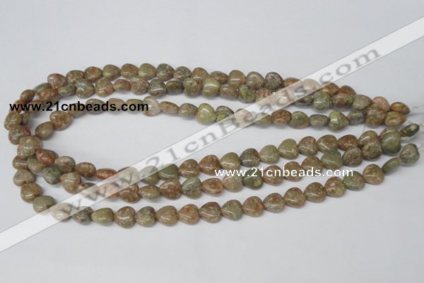 CHG14 15.5 inches 10*10mm heart New unakite gemstone beads wholesale