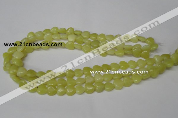 CHG16 15.5 inches 10*10mm heart lemon jade gemstone beads wholesale