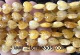 CHG305 15 inches 12mm faceted heart yellow quartz beads