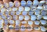 CHG307 15 inches 12mm faceted heart opalite beads wholesale