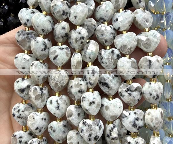 CHG314 15 inches 12mm faceted heart sesame jasper beads