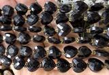 CHG320 15 inches 12mm faceted heart black obsidian beads