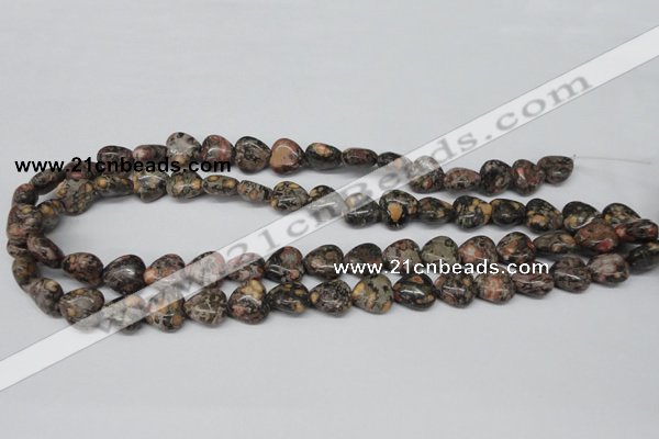 CHG35 12*12mm heart red leopard skin jasper beads wholesale