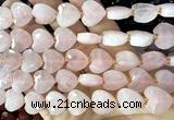 CHG351 15 inches 14mm faceted heart rose quartz beads wholesale