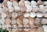 CHG352 15 inches 14mm faceted heart red quartz beads wholesale