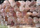CHG353 15 inches 14mm faceted heart strawberry quartz beads