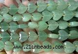 CHG359 15 inches 14mm faceted heart green aventurine jade beads