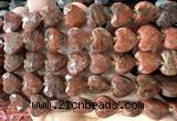 CHG364 15 inches 14mm faceted heart red sesame jasper beads