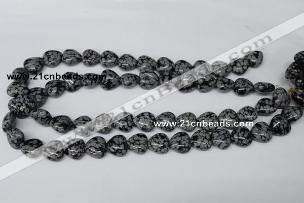 CHG37 15.5 inches 12*12mm heart snowflake obsidian beads wholesale