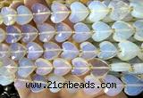 CHG371 15 inches 14mm faceted heart opalite beads wholesale