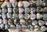CHG373 15 inches 14mm faceted heart rhodonite gemstone beads