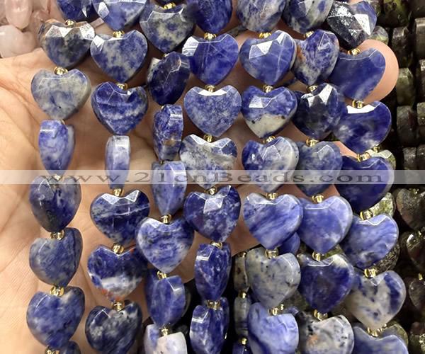 CHG374 15 inches 14mm faceted heart sodalite gemstone beads