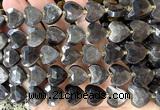 CHG376 15 inches 14mm faceted heart silver obsidian beads