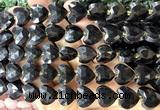 CHG378 15 inches 14mm faceted heart black obsidian beads