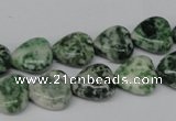 CHG38 15.5 inches 12*12mm heart green spot jasper beads wholesale