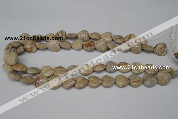 CHG41 15.5 inches 14*14mm heart picture jasper beads wholesale