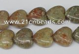 CHG45 15.5 inches 14*14mm heart New unakite gemstone beads wholesale