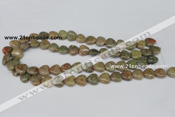 CHG45 15.5 inches 14*14mm heart New unakite gemstone beads wholesale