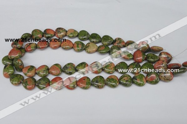 CHG48 15.5 inches 14*14mm heart unakite gemstone beads wholesale