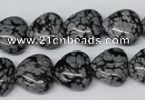 CHG50 15.5 inches 14*14mm heart snowflake obsidian beads wholesale