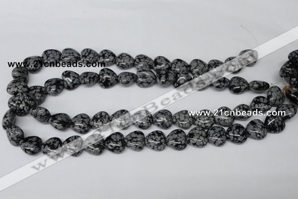 CHG50 15.5 inches 14*14mm heart snowflake obsidian beads wholesale