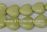 CHG52 15.5 inches 14*14mm heart lemon jade gemstone beads wholesale