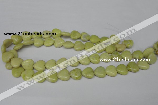 CHG52 15.5 inches 14*14mm heart lemon jade gemstone beads wholesale