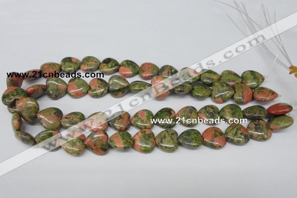 CHG60 15.5 inches 16*16mm heart unakite gemstone beads wholesale