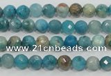 CHM210 15.5 inches 4mm faceted round blue hemimorphite beads