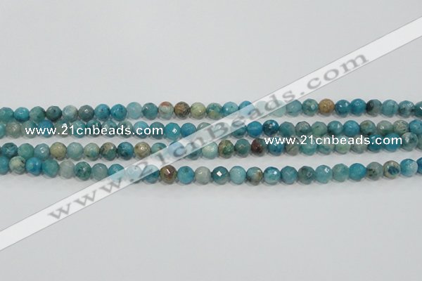 CHM211 15.5 inches 6mm faceted round blue hemimorphite beads