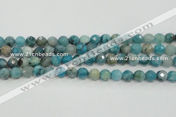 CHM215 15.5 inches 14mm faceted round blue hemimorphite beads