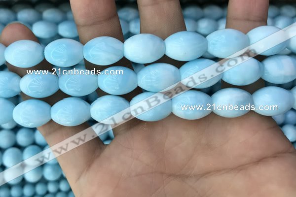 CHM308 15.5 inches 10*14mm rice blue hemimorphite gemstone beads