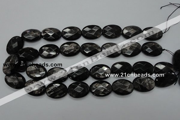 CHS08 15.5 inches 18*25mm faceted oval natural hypersthene gemstone beads