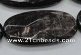 CHS09 15.5 inches 25*50mm faceted oval natural hypersthene gemstone beads