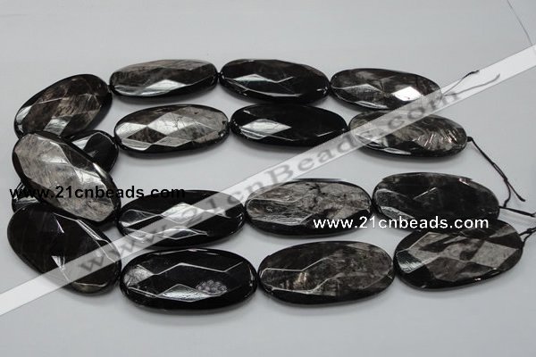 CHS09 15.5 inches 25*50mm faceted oval natural hypersthene gemstone beads