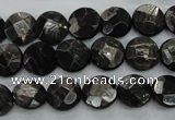 CHS17 15.5 inches 10mm faceted coin natural hypersthene beads