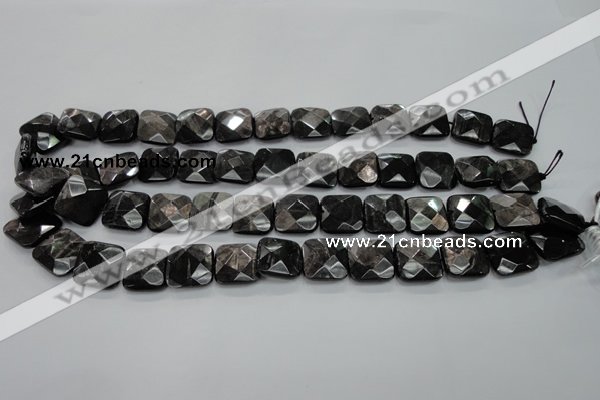 CHS27 15.5 inches 15*15mm faceted square natural hypersthene beads