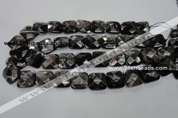 CHS28 15.5 inches 20*20mm faceted square natural hypersthene beads