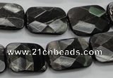 CHS38 15.5 inches 15*20mm faceted rectangle natural hypersthene beads