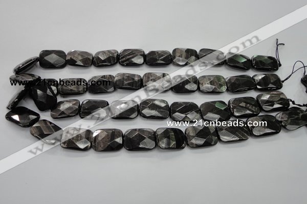 CHS38 15.5 inches 15*20mm faceted rectangle natural hypersthene beads