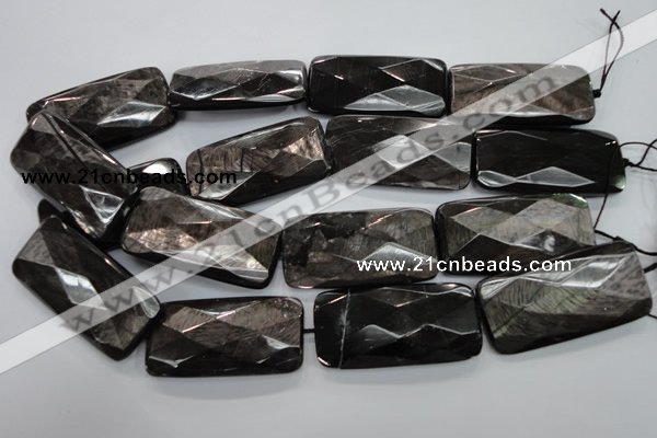 CHS42 15.5 inches 25*50mm faceted rectangle natural hypersthene beads