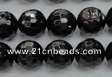 CHS48 15.5 inches 14mm faceted round natural hypersthene beads