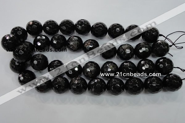 CHS51 15.5 inches 20mm faceted round natural hypersthene beads