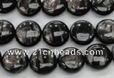 CHS61 15.5 inches 12mm flat round natural hypersthene beads