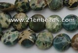 CIJ28 15.5 inches 12mm flat round impression jasper beads wholesale