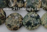 CIJ46 15.5 inches 20mm flat round impression jasper beads wholesale