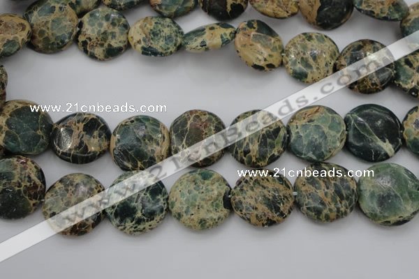 CIJ46 15.5 inches 20mm flat round impression jasper beads wholesale