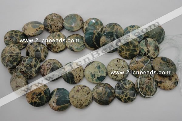 CIJ47 15.5 inches 25mm flat round impression jasper beads wholesale