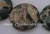 CIJ48 15.5 inches 30mm flat round impression jasper beads wholesale